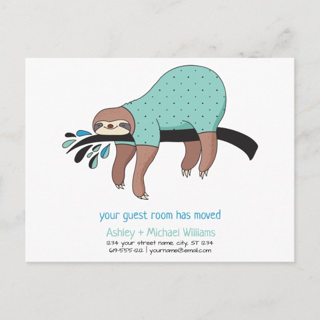 Chambre Bleue Cute Sloth A Déplacé Faire-part De D (Devant)