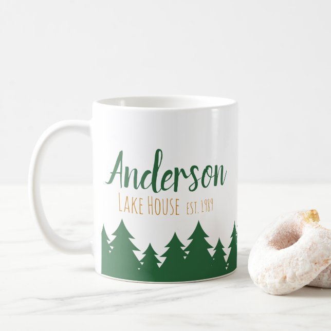Chambre de lac et tasse personnalisées de pins (Avec donut)