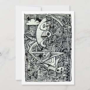 Chambre de rêve, dessin à encre Carte plate