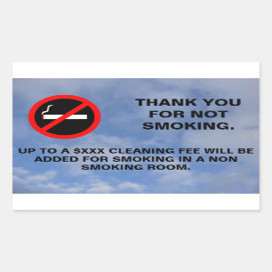 Chambre non fumeur signe rectangulaire autocollant