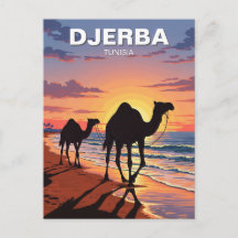 Chameaux sur l'île de Djerba Tunisie Carte postale