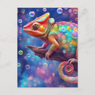 Chameleon 2 bubbles postcard