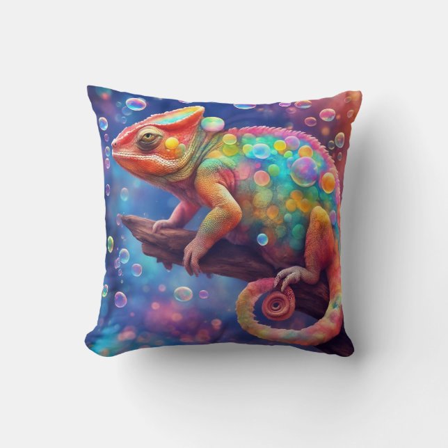 Chameleon 2 bubbles throw pillow (Front)