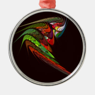 Chameleon Abstract Art Round Metal Ornament