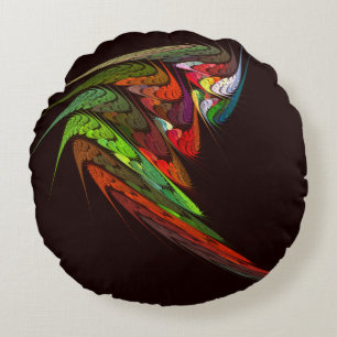 Chameleon Abstract Art Round Pillow
