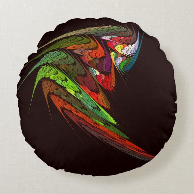 Chameleon Abstract Art Round Pillow (Front)