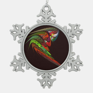 Chameleon Abstract Art Snowflake Pewter Christmas Ornament