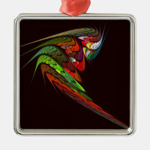 Chameleon Abstract Art Square Metal Ornament