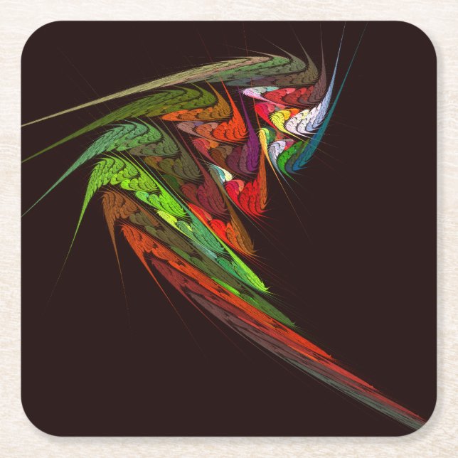 Chameleon Abstract Art Square Paper Coaster (Front)