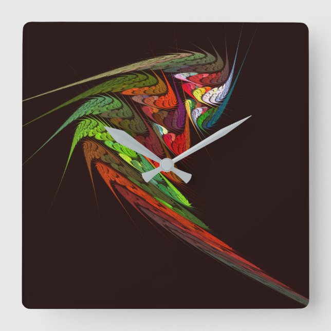Chameleon Abstract Art Square Wall Clock (Front)