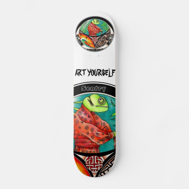 Chameleon Art Drawing Skateboard (Front)