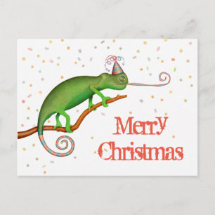 Chameleon at Christmas. Postcard