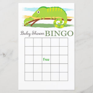 Chameleon baby shower bingo card