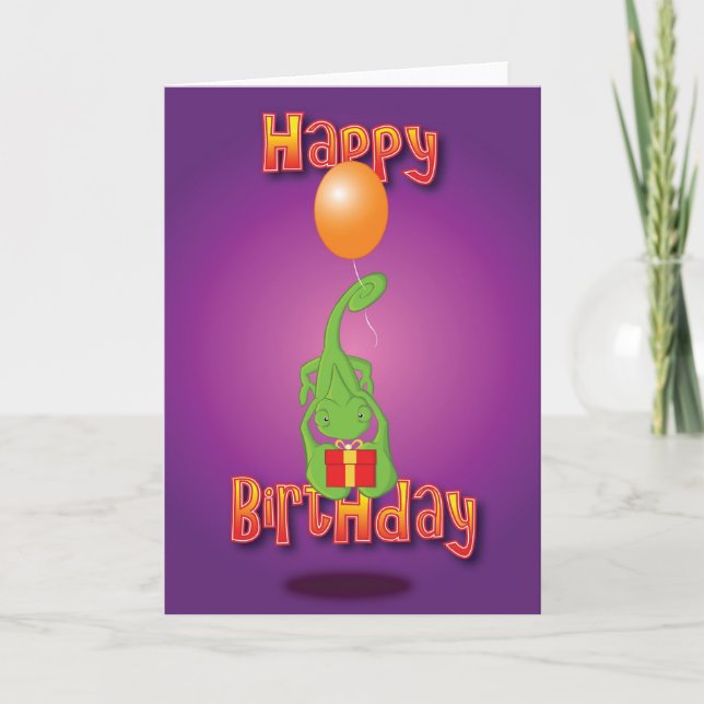 chameleon - balloon - happy birthday card (Front)