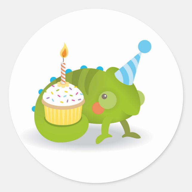 Chameleon birthday classic round sticker (Front)