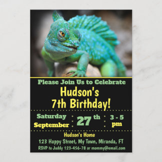 Chameleon birthday invitation