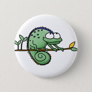 Chameleon Cartoon Lizard Cute 2 Inch Round Button