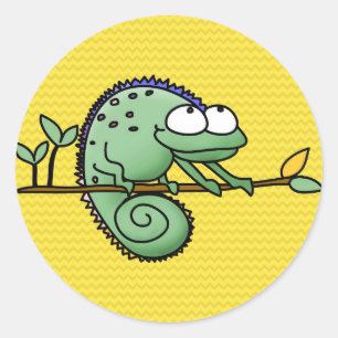 Chameleon Cute Funny  Classic Round Sticker
