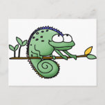 Chameleon Cute Funny  Postcard<br><div class="desc">This Funny Green Chameleon is the perfect gift for lizard fans. It's sitting happily on a branch,  just waiting for a chameleon fan to come along. Also great for fans of iguanas and geckos,  too!</div>