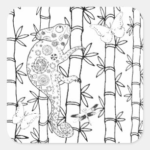 Chameleon Doodle Square Sticker