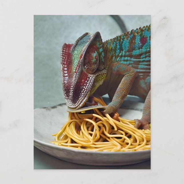 Chameleon Eating Spaghetti Postcard (Front)