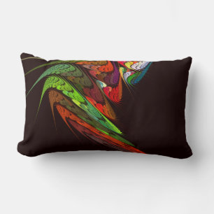 Chameleon Fractal Abstract Art in Vibrant Motion Lumbar Pillow