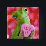 Chameleon Heart (Luv U) 2 Inch Square Button<br><div class="desc">I get lost in your eyes! | Avanti,  the Global Humour Brand™ has been entertaining the world with its Feel Good Funny greeting cards for over 40 years. Our characters live life to the fullest and celebrate the humour in everyday life.</div>