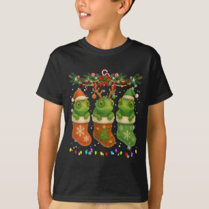 Chameleon In Christmas Socks Lights Chameleon Xmas T-Shirt