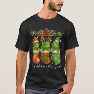 Chameleon In Christmas Socks Lights Chameleon Xmas T-Shirt
