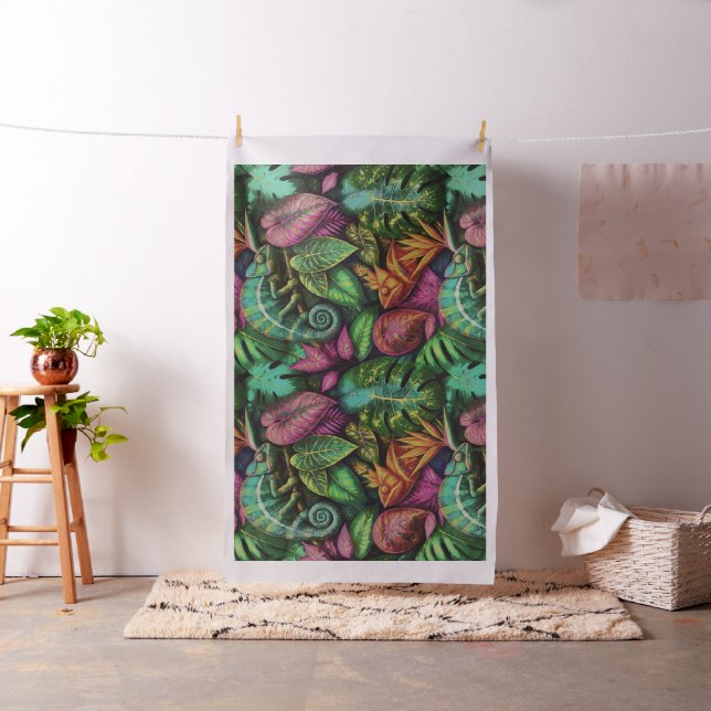 Chameleon Jungle Dreams Seamless Surface Pattern Fabric (In Situ)