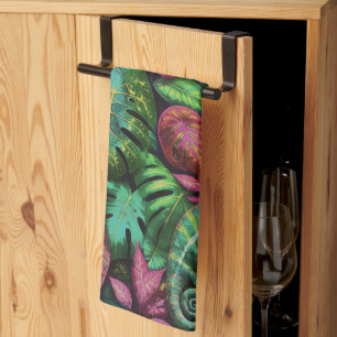 Chameleon Jungle Dreams Seamless Surface Pattern Kitchen Towel
