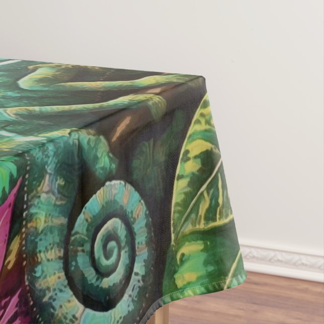 Chameleon Jungle Dreams Seamless Surface Pattern Tablecloth (In Situ)