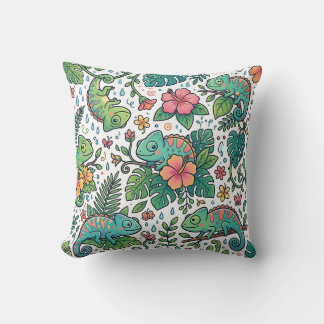 Chameleon Lizard Rainforest Pillow