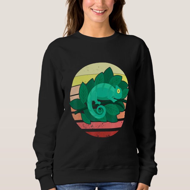 Chameleon Lizard Retro Sunset Reptiles Sweatshirt (Front)