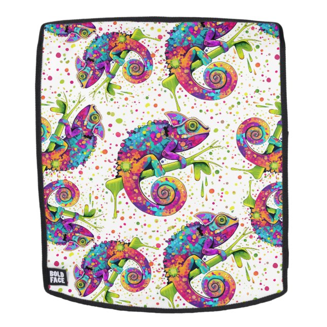 Chameleon Paint Stains Watercolor Style Backpack (Removable Face)