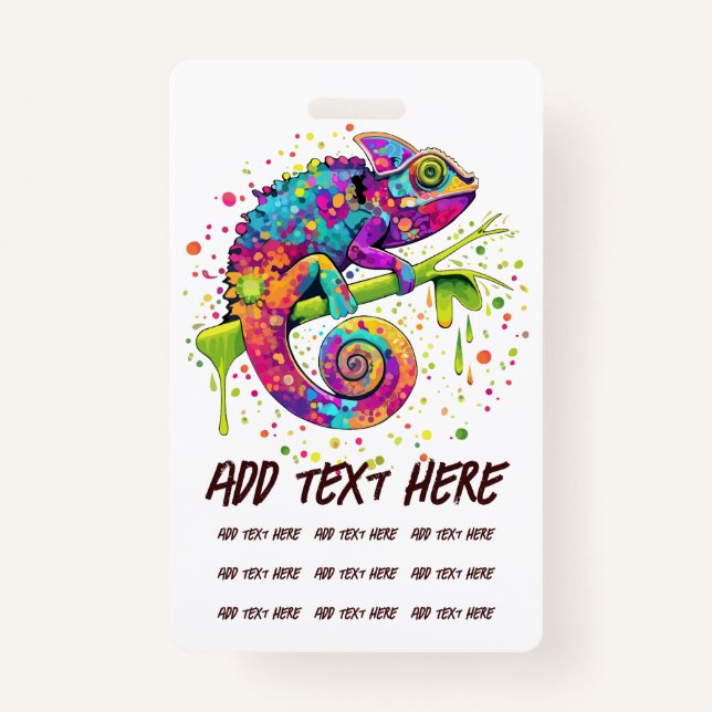 Chameleon Paint Stains Watercolor Style Badge (Front)