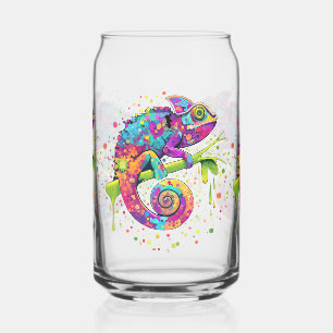 Chameleon Paint Stains Watercolor Style Can Glass