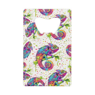 Chameleon Paint Stains Watercolor Style Credit Card Bottle Opener