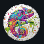 Chameleon Paint Stains Watercolor Style Dartboard<br><div class="desc">Chameleon Paint Stains Watercolor Style bizarre surreal art . Original Vector Logo Illustration Copyright BluedarkArt.</div>
