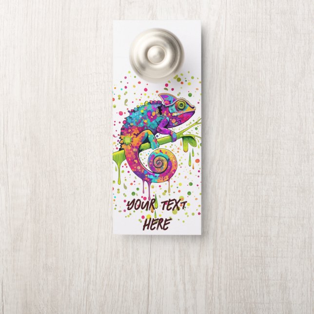 Chameleon Paint Stains Watercolor Style Door Hanger (On Knob)