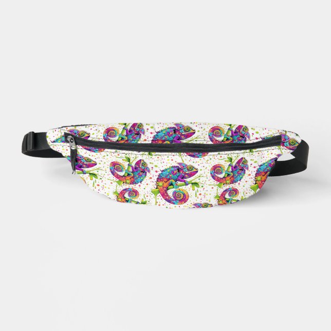 Chameleon Paint Stains Watercolor Style Fanny Pack (Front)