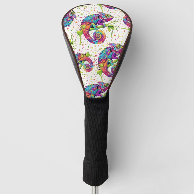 Chameleon Paint Stains Watercolor Style Golf Head Cover (Front)
