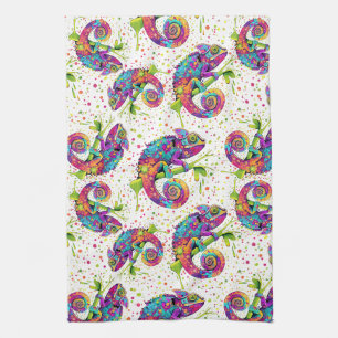Chameleon Paint Stains Watercolor Style Kitchen Towel