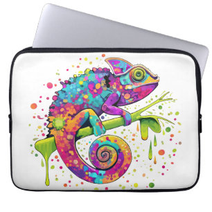 Chameleon Paint Stains Watercolor Style Laptop Sleeve