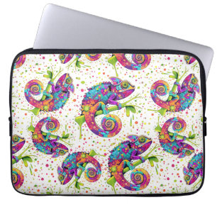 Chameleon Paint Stains Watercolor Style Laptop Sleeve