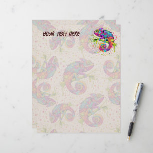 Chameleon Paint Stains Watercolor Style Letterhead