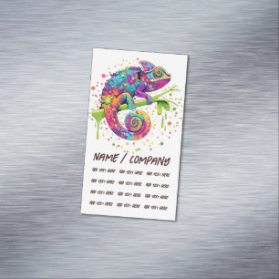 Chameleon Paint Stains Watercolor Style Magnetic Business Card