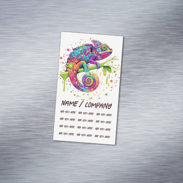 Chameleon Paint Stains Watercolor Style Magnetic Business Card (In Situ)