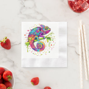 Chameleon Paint Stains Watercolor Style Napkin