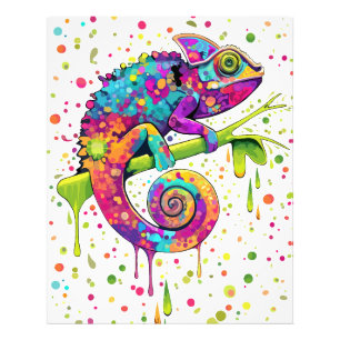 Chameleon Paint Stains Watercolor Style Photo Print